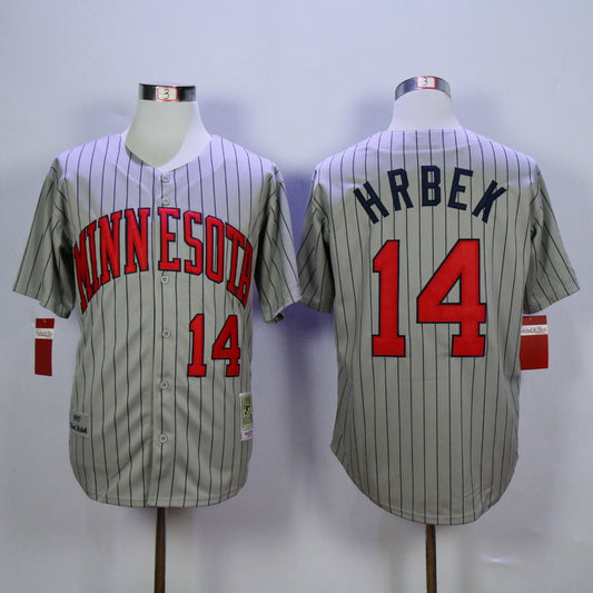 Minnesota Twins #14 Kent Hrbek Twins 14 Gray Navy 1987 Retro