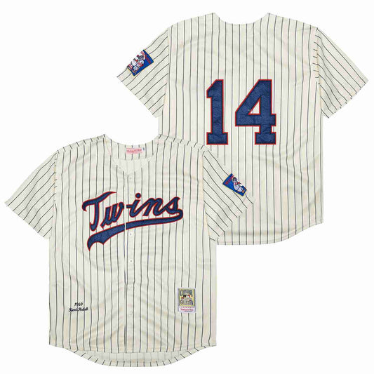 Minnesota Twins #14 Kent Hrbek Twins 14 Off-White Navy 1969 Retro Style 1