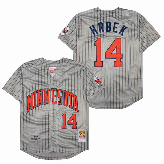 Minnesota Twins #14 Twins 14 Gray Navy 1987 Retro