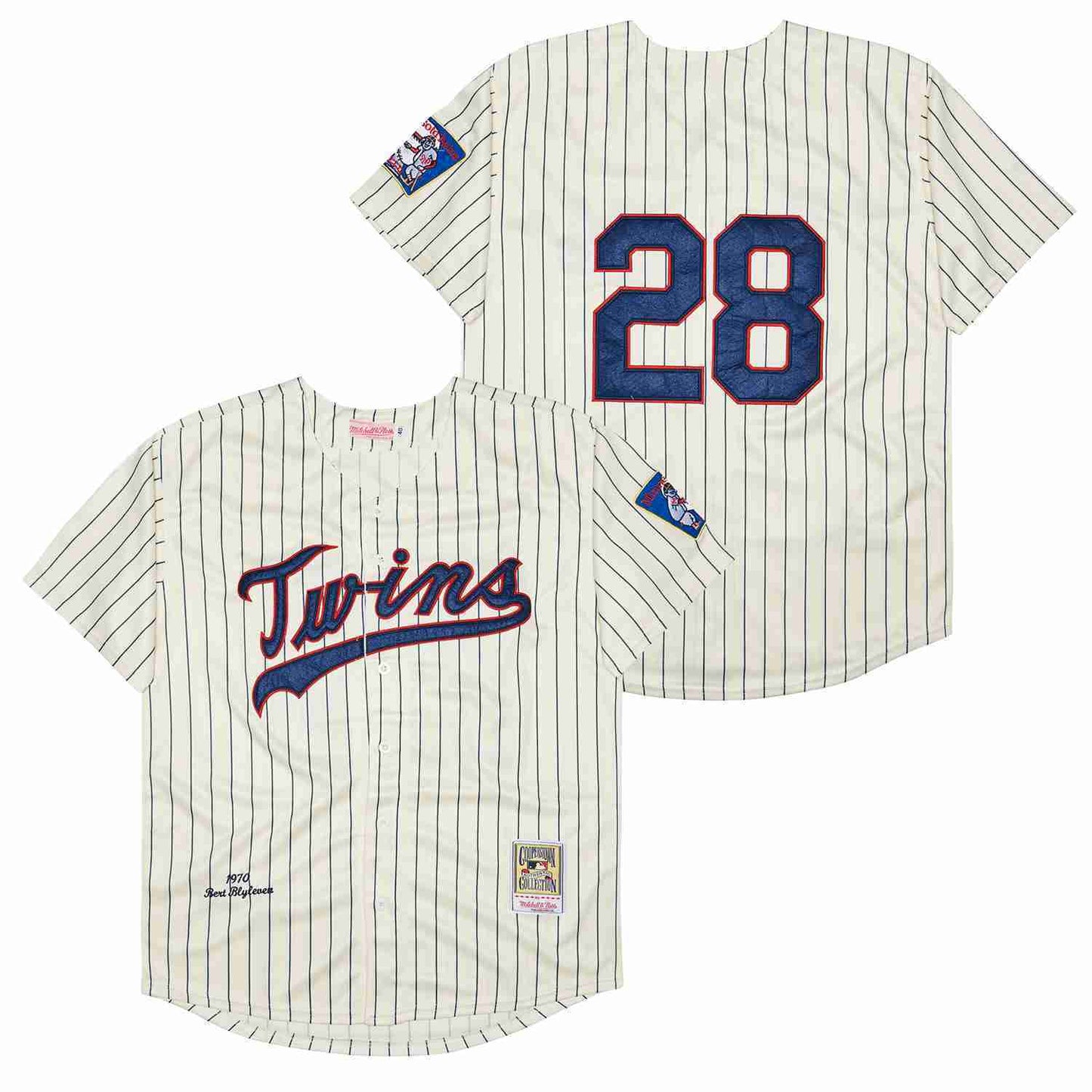 Minnesota Twins #28 Bert Blyleven Twins 28 Off-White Navy 1970 Retro
