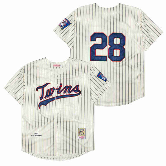 Minnesota Twins #28 Bert Blyleven Twins 28 Off-White Navy 1970 Retro
