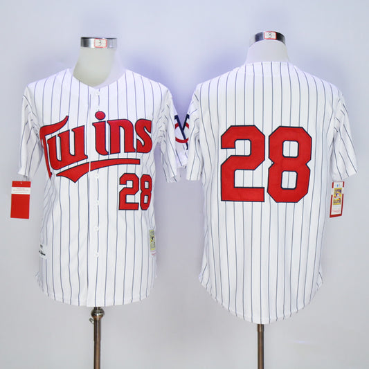 Minnesota Twins #28 Bert Blyleven Twins 28 White Navy Stripe 1991 Retro