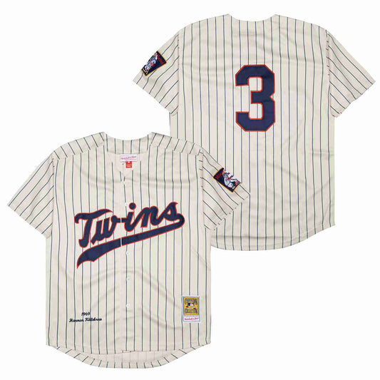 Minnesota Twins #3 Harmon Killebrew Twins 3 Off-White Navy 1969 Retro Style 1