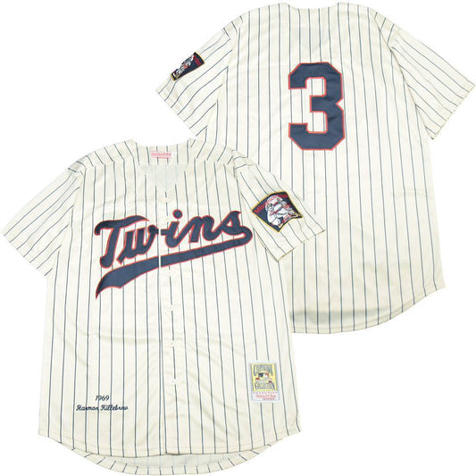 Minnesota Twins #3 Harmon Killebrew Twins 3 Off-White Navy 1969 Retro Style 2
