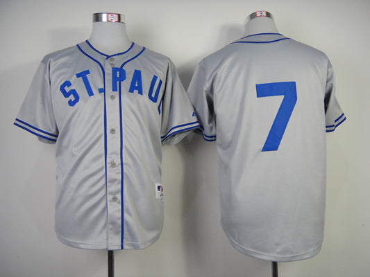 Minnesota Twins #7 Authentic Joe Mauer 1948 St. Paul Saints Turn Back The Clock Jersey
