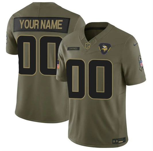 Minnesota Vikings Active Player Custom Olive 2025 F.U.S.E. Salute to Service