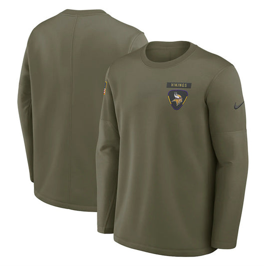 Minnesota Vikings Olive 2025 Salute to Service Sideline Coaches Therma-FIT Long