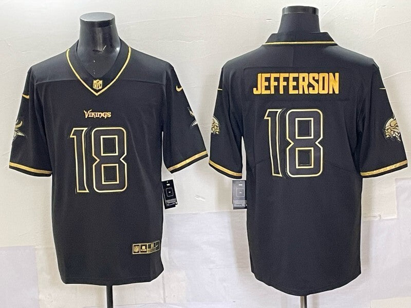 Minnesota Vikings #18 Justin Jefferson Gold Text