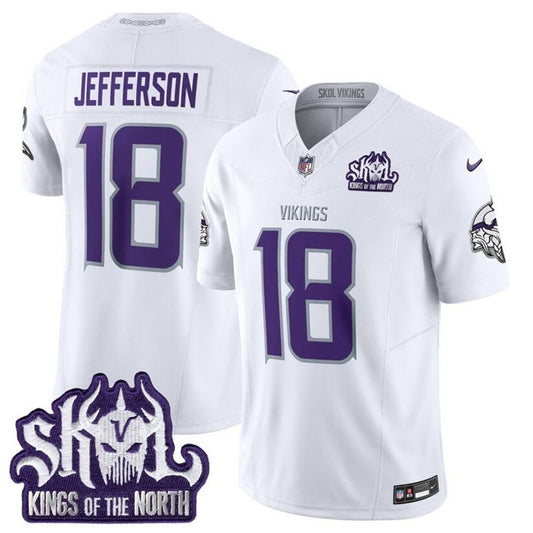 Minnesota Vikings #18 Justin Jefferson White 2025 F.U.S.E. Winter Warrior Skol