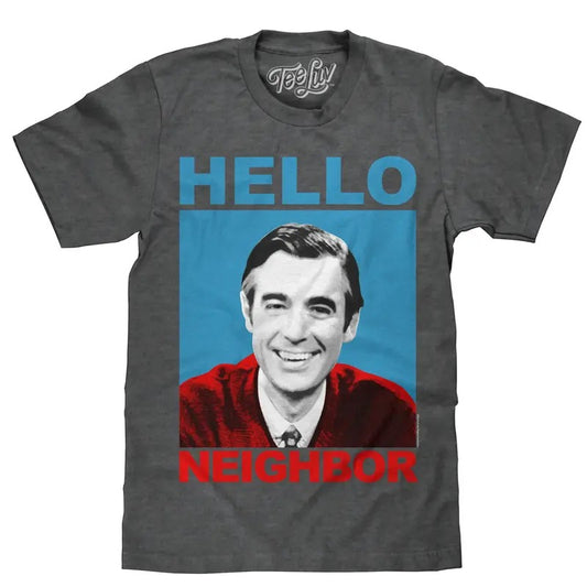 Mister Rogers "Hello Neighbor" T-Shirt - Gray Hoodie, Sweatshirt | InkThreadWorks.com