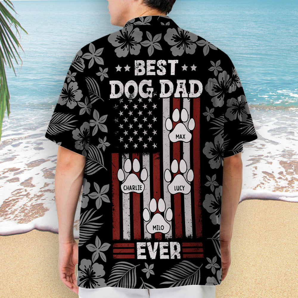Best Dog Dad Ever Paw - Personalized Custom Hawaiian Shirt