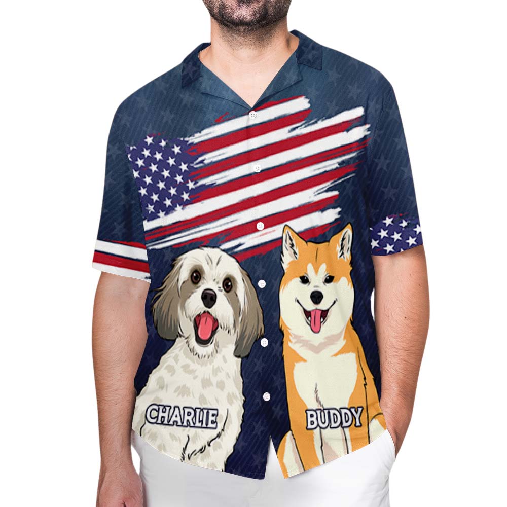 Patriotic Dog - Personalized Custom Hawaiian Shirt