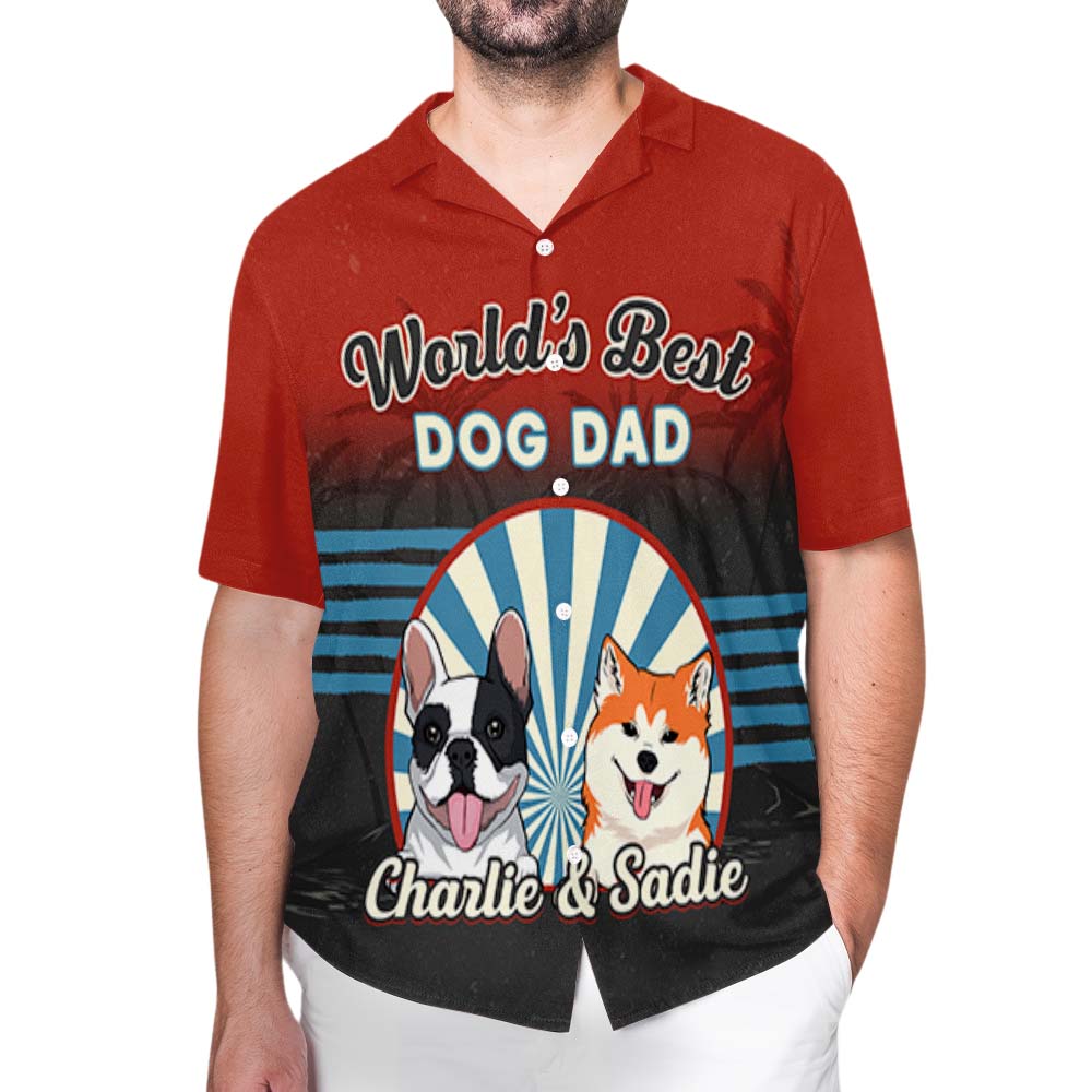 Best Dog Dad Retro - Personalized Custom Hawaiian Shirt