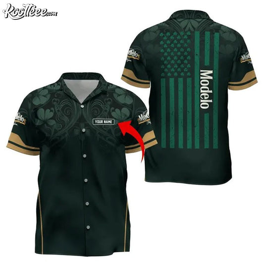 Modelo Beer US Flag Saint Patrick’s Day Custom Hawaiian Shirt