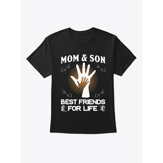 [Mom & Son Bond T-Shirt] Soft Cotton Mom & Son Bond T-Shirt - Casual Crew Neck, Short Sleeve, Machine Washable