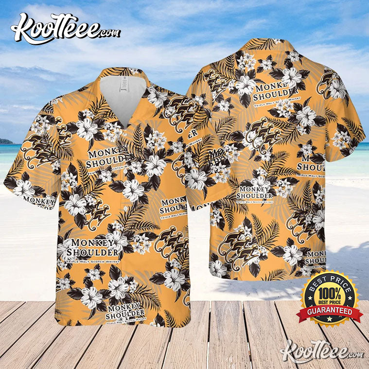 Monkey Shoulder Whiskey Flowers Pattern Hawaiian Shirt