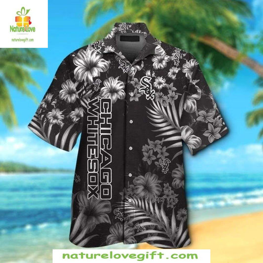 Chicago White Sox Aloha Shirt Monochrome Floral MLB Hawaiian Shirt