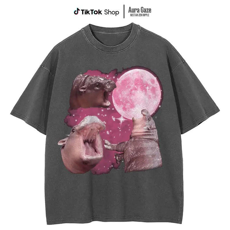 Moo Deng Bootleg Unisex Shirt For Men- For Women, Pygmy 90s Hippo Graphic Tee, Cute Moo Deng Shirt, Funny Moo Deng Meme Shirt, Funny Hippo Gift Idea Classic Cotton