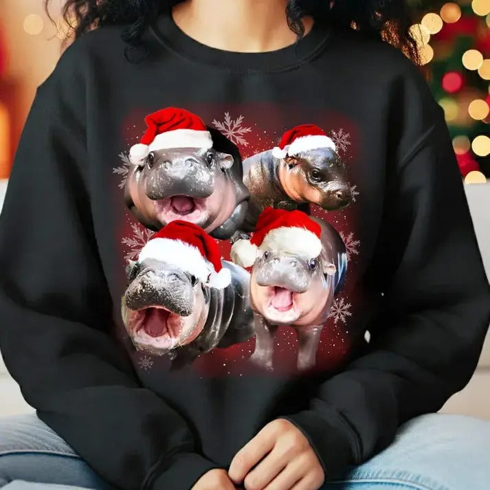 Moo Deng Moon Galaxy Shirt, Baby Pygmy Hippo Moo Deng Shirt, Moo Deng Christmas Shirt Hoodie, Sweatshirt | InkThreadWorks.com