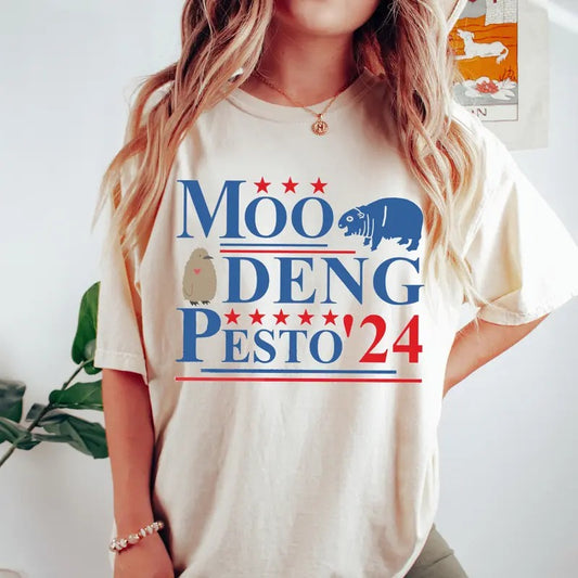Moo Deng Pesto 2024 T Shirt, Funny Moo Deng Shirt, Baby Pesto Penguin Tshirt Hoodie, Sweatshirt | InkThreadWorks.com