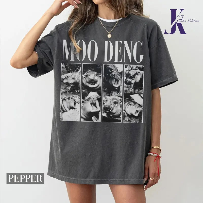 Moo Deng Shirt, Baby Pygmy Hippo Moo Deng Shirt, Moo Deng Halloween Shirt, Trendy Hippo Moo Deng Shirt, Halloween...