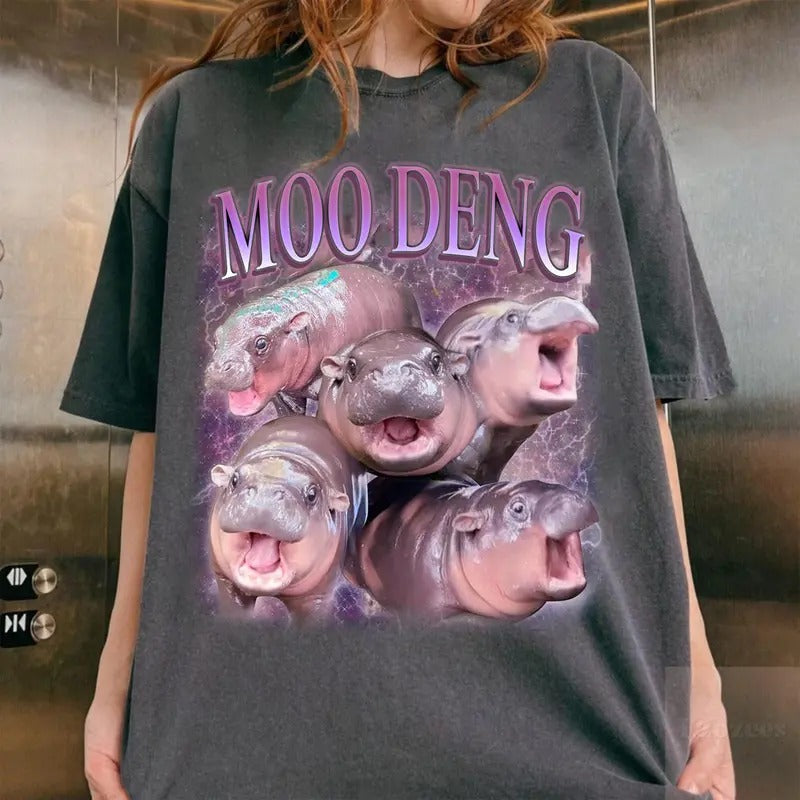 Moo Deng Shirt, I Love Moo Deng Shirt, Moo Deng Bootleg Rap Tee, Hippo Lover, Cute Baby Hippo Hoodie, Sweatshirt