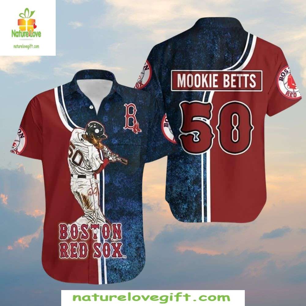 Mookie Betts Boston Red Sox MLB Hawaiian Shirt Baseball Apparel