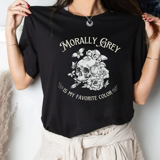 Morally Grey Is My Favorite Color Shirt, Trendy Dark Romance Reader Book Club Tshirt, Smut Spicy Smutty Bookish Booktok Merch Reading Pullover Tee