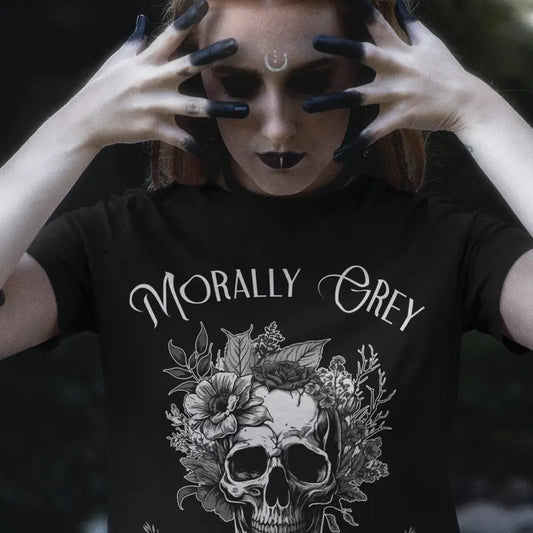 Morally Grey Is My Favourite Colors T-Shirt, Booktok Merch, Dark Romance Reader Sweatshirt, Smut Reader, Bookish Merch, Book Lover Gift Womenswear Soft Crewneck Pullover Long Sleeves Graphic Fabric Sweater