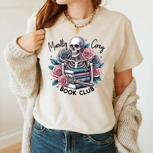 Morally grey book club shirt and sweatshirt, Villain era reading, Goth coquette book shirt, Skeleton book t shirt, Dark...