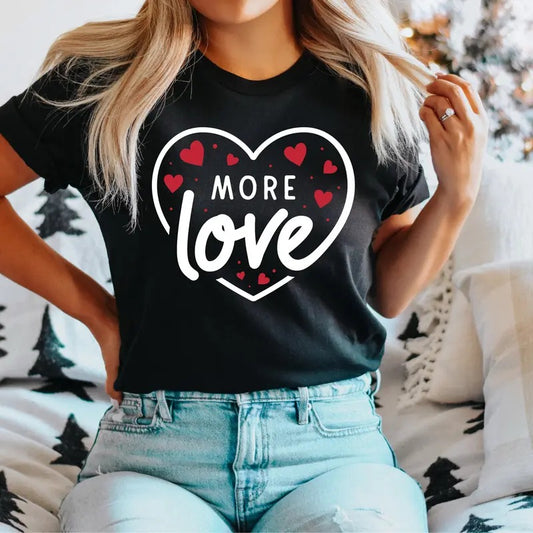 More Love Heart T-Shirt, Heart Love Shirt, Valentines Day Tee, Valentines Gift Tee, Drawn Hearts Shirt, Cute Lovers Short...