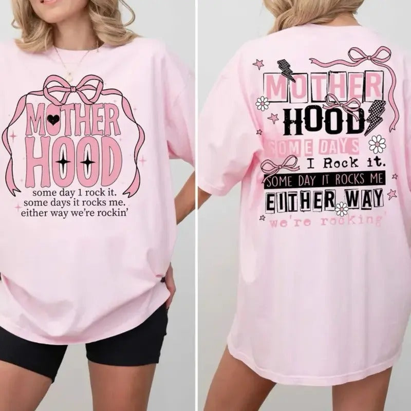 Motherhood Coquette Bow Shirt, Mother's day gift, Gift for mama Hoodie, Sweatshirt | InkThreadWorks.com