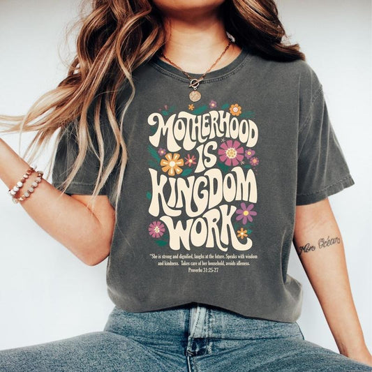 Motherhood is Kingdom Work Shirt, Christian Mom Shirt, Retro Christian Mom T Shirt, Christian Mothers Day Shirt, Bible...