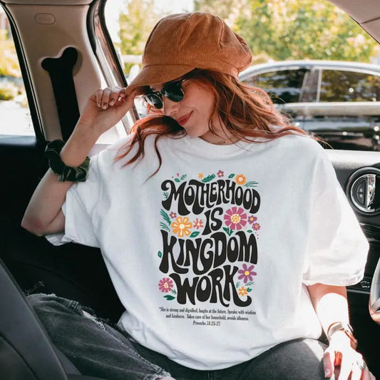 Motherhood is Kingdom Work Vintage Graphic Shirt, Christian Mom Shirt, Retro Christian Mom T Shirt, Christian Mothers Day Shirt, Bible Shirt