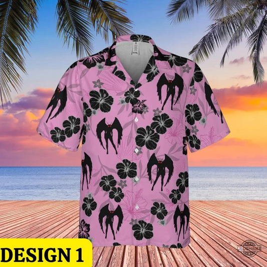 Mothman Button Up Shirt Mothman Hawaiian Shirts And Shorts Mothman Halloween Costume Green Grey Pink NEW