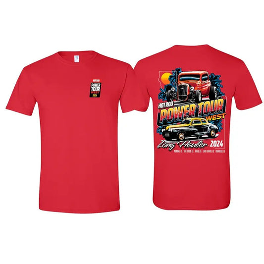 MotorTrend Hot Rod Power Tour West Long Hauler T-Shirt - Classic Trucks Cotton Short Sleeve Crewneck Casual Graphic Top for Fans Menswear Dress Jeans vintage  tees