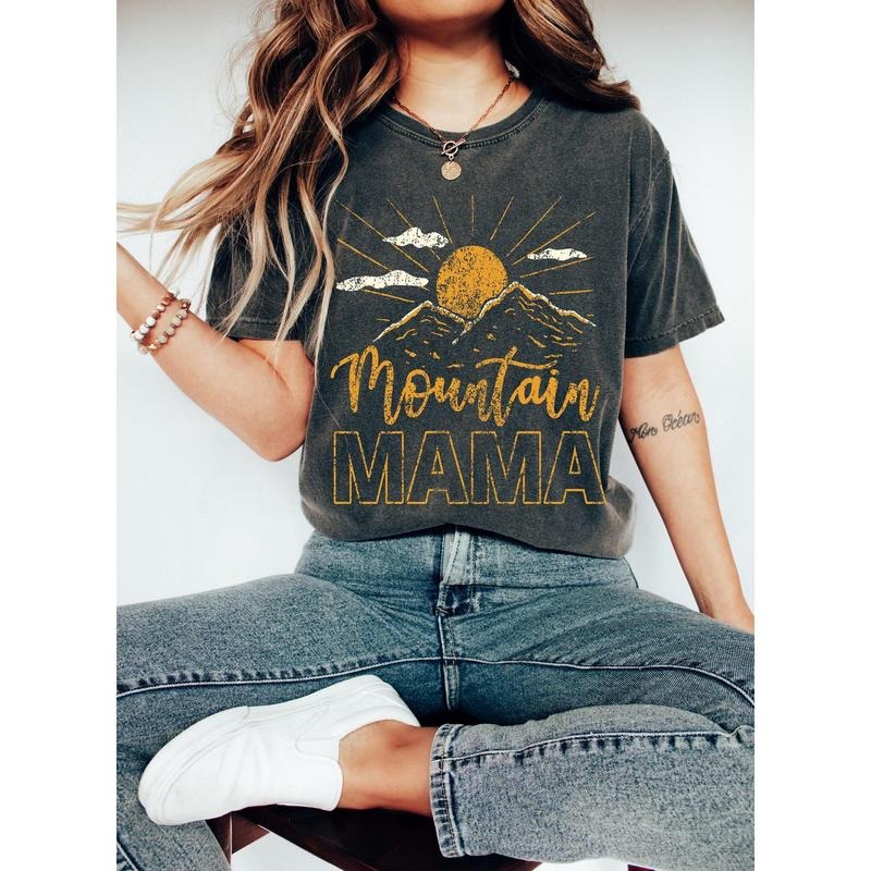Mountain Mama Shirt,Camping Tee, Cute 70s ,Mountain Mom,Mom Hiking Shirt Hoodie, Sweatshirt | InkThreadWorks.com