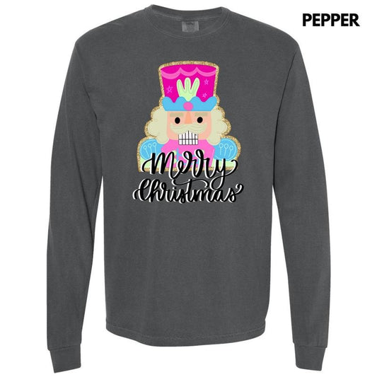 Mr. Nutcracker Merry Christmas Long Sleeve Comfort Colors T-Shirt 'NLB' Hoodie, Sweatshirt | InkThreadWorks.com