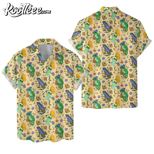 Mushroom and Frog Cottagecore Hawaiian Shirt
