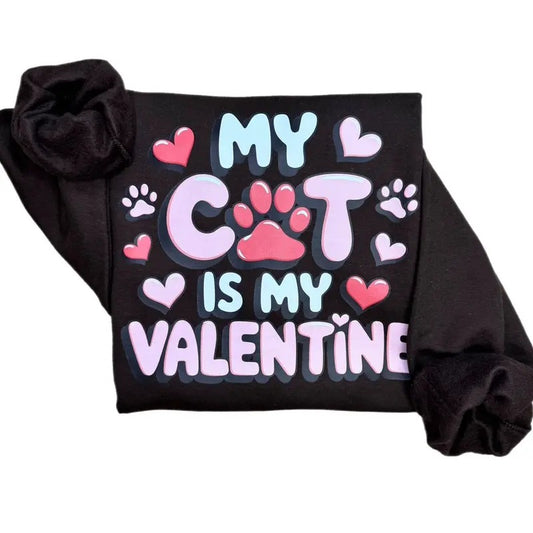 My Cat Is My Valentine Sweatshirt T-Shirts, Hoodie | InkThreadWorks.com