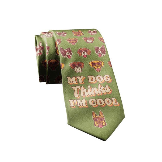 My Dog Thinks Im Cool Necktie Funny Neckties for Men Cool Dog Tie Mens Novelty Neckties Funny Ties