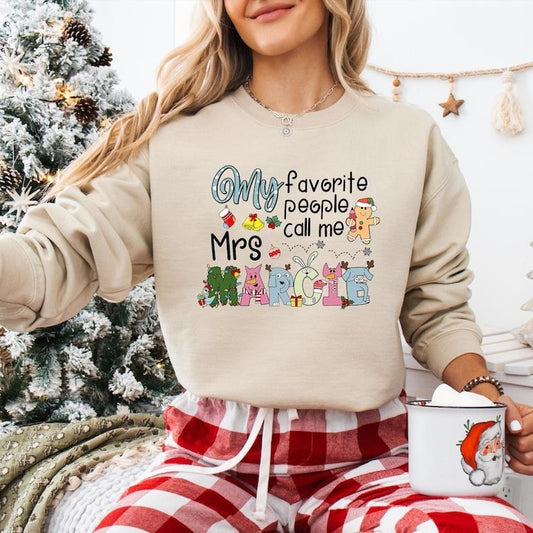 My Favorite People Call Me Custom Name Shirt, Elephant And Piggie Christmas Sweatshirt, Christmas Book Lover Gift,...