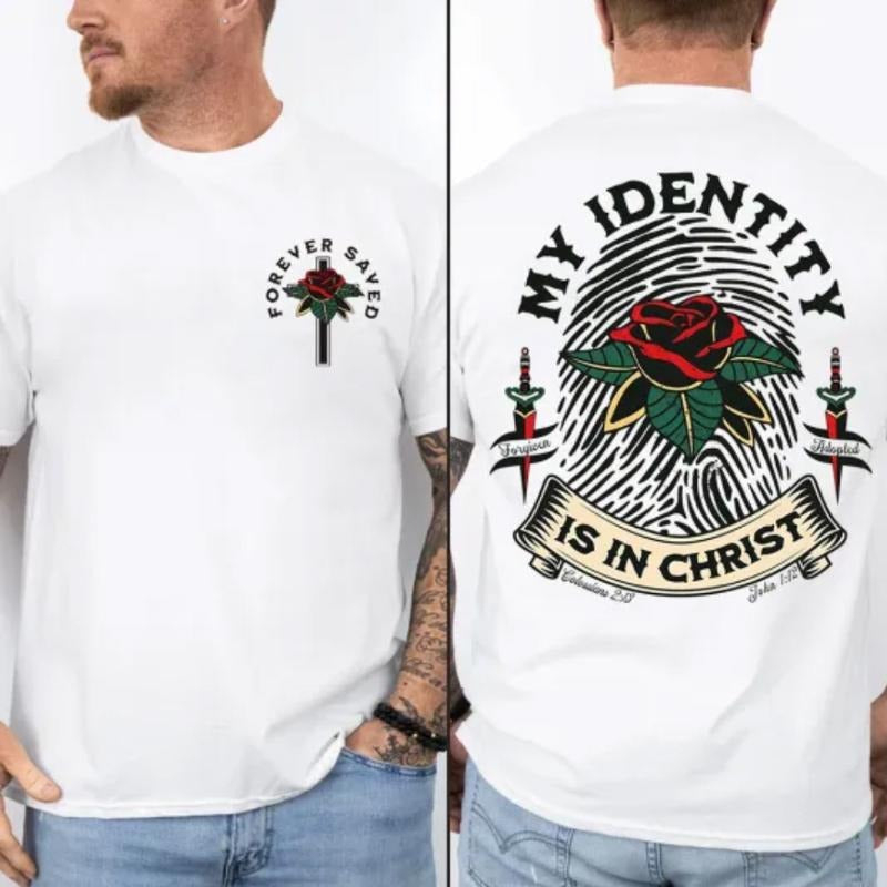 My Identity Is In Christ Tee Pure Cotton Casual Street Style Crew Neck Short Sleeve T-Shirt Tops Trendy For Women For Men...