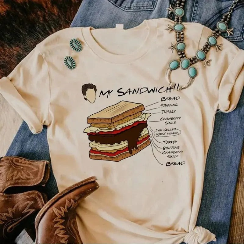 My Sandwitch Bread Stuffing Turkey Shirt, Friends Tv Chandler Bing T-shirts, Thanksgivings Vintage Tshirt Friends Lovers Tv Show Tshirt