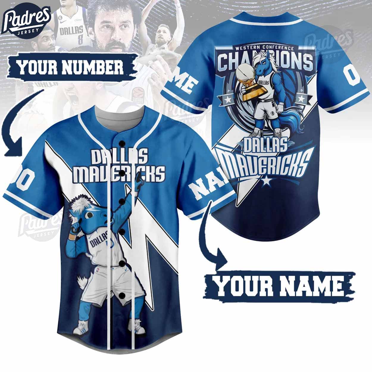 NBA Dallas Mavericks Western Conference Champions 2024 Custom Baseball Jersey - Padres Jersey Oasis: Elevate Your Baseball Style Game