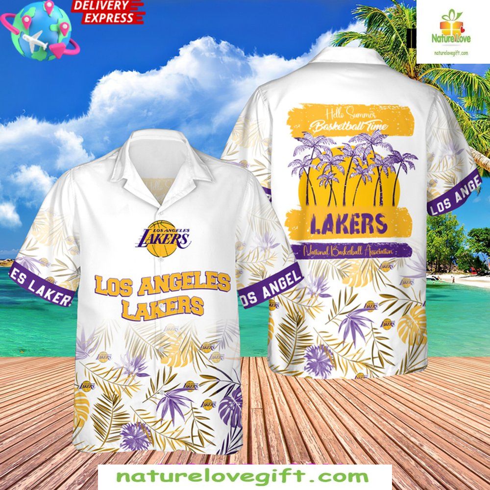 Los Angeles Lakers Hawaiian Shirt NBA Baseball Time