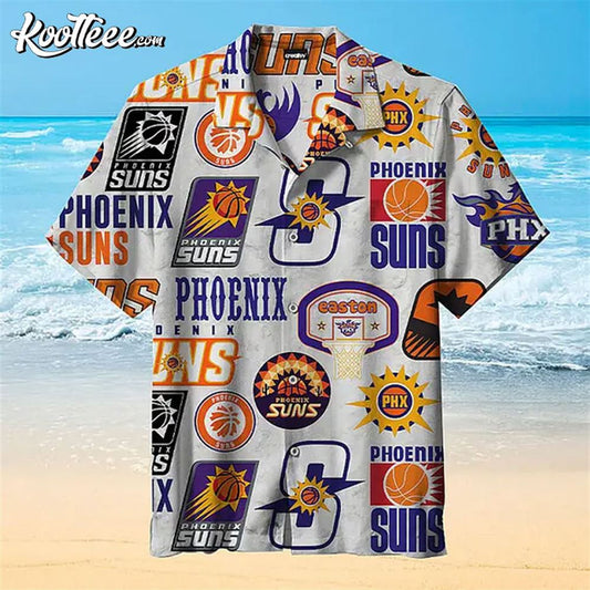 NBA Phoenix Suns White Logo Aloha Hawaiian Shirt