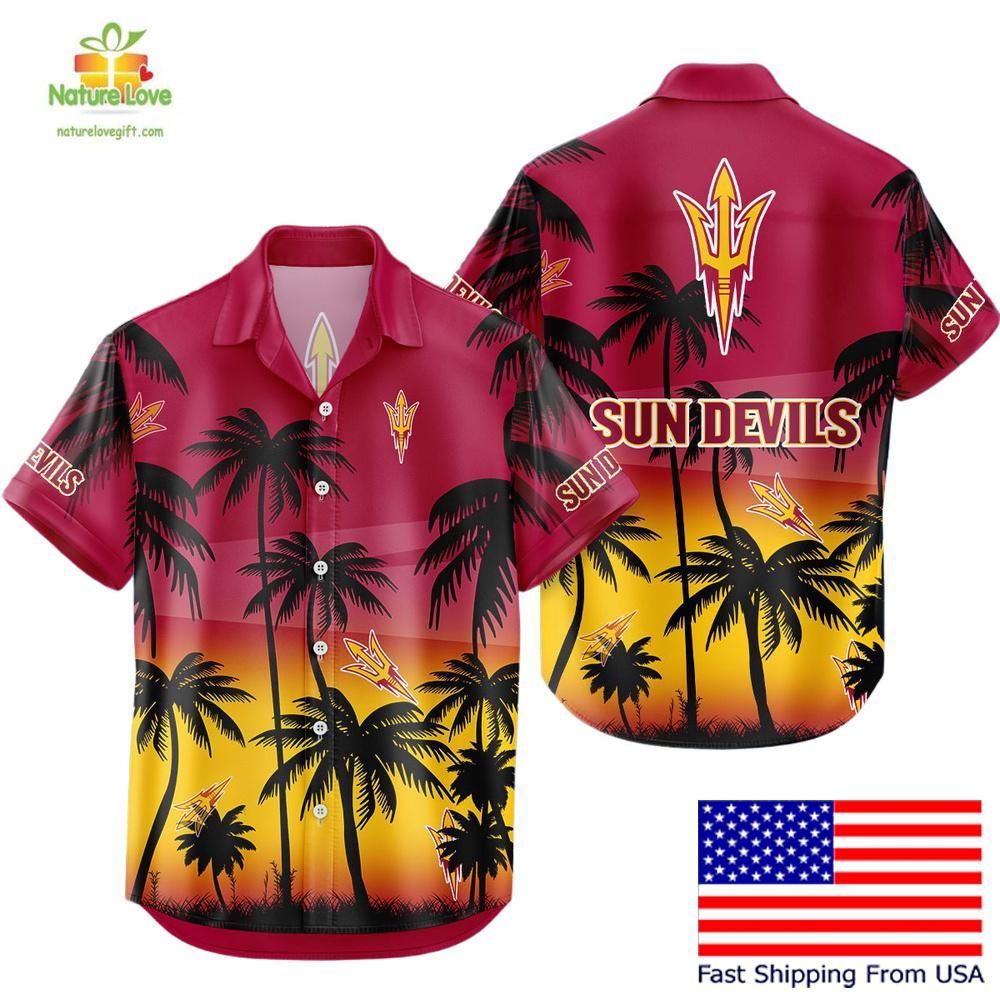 Arizona State Sun Devils Hawaiian Shirt Coconut Forest Tropical Fan Gear