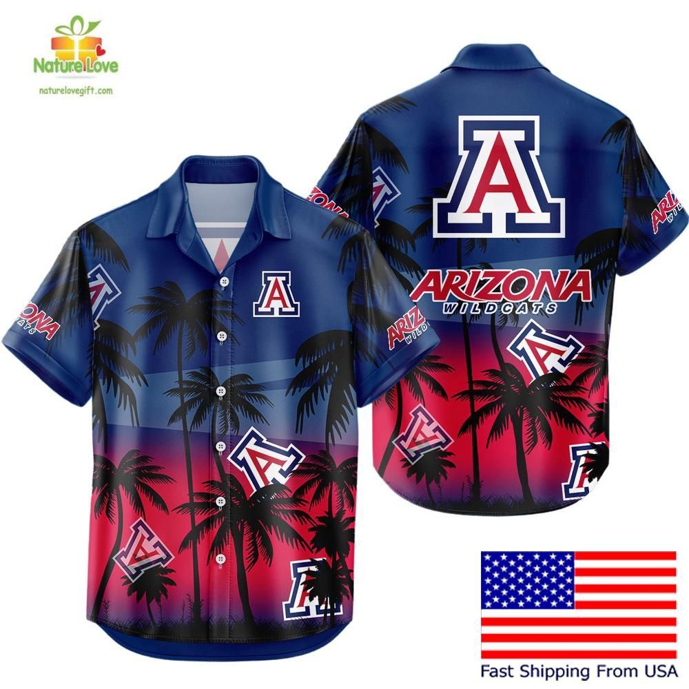 Arizona Wildcats Hawaiian Shirt Coconut Forest Tropical Fan Style