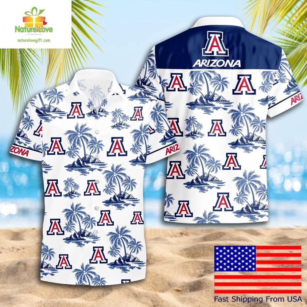 Arizona Wildcats Hawaiian Shirt Coconut Tree Logo Summer Pattern